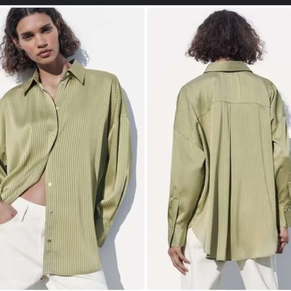 Zara Tops - STRIPED SATIN SHIRT